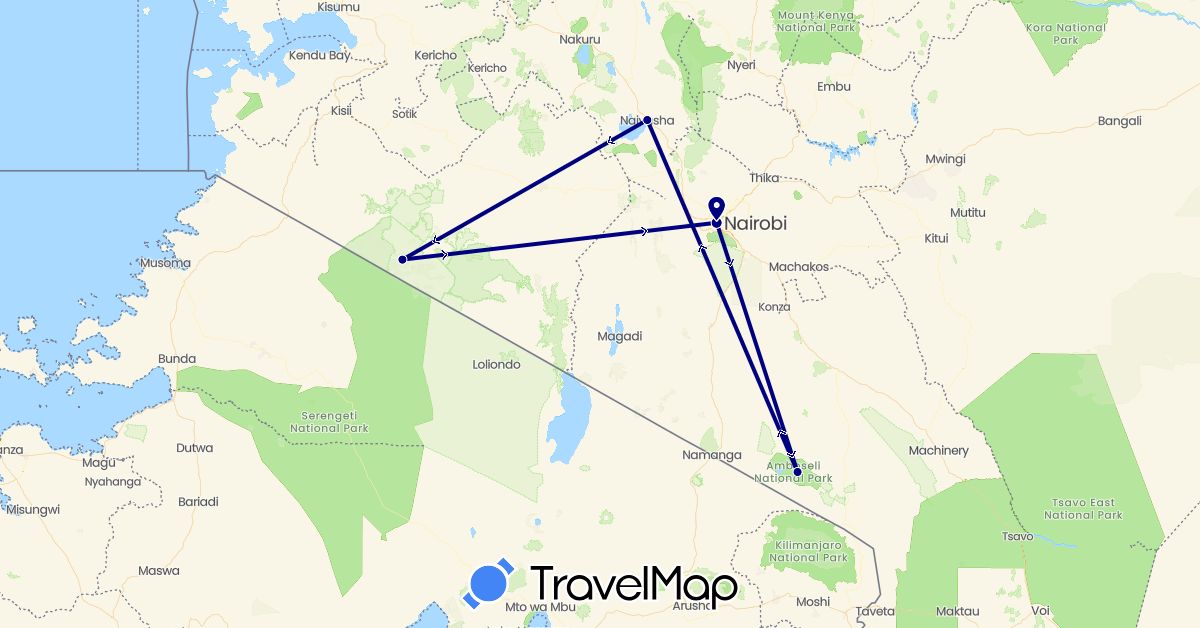 TravelMap itinerary: driving in Kenya (Africa)